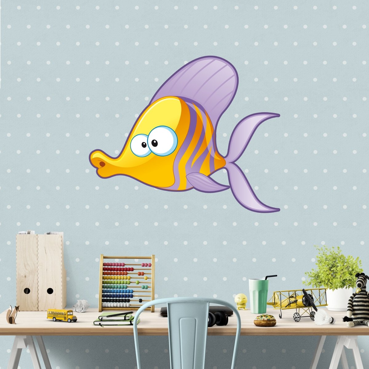 Wandsticker Fisch in Lila & Gelb, Unterwasser, Kind WS00000029 - Bild 5