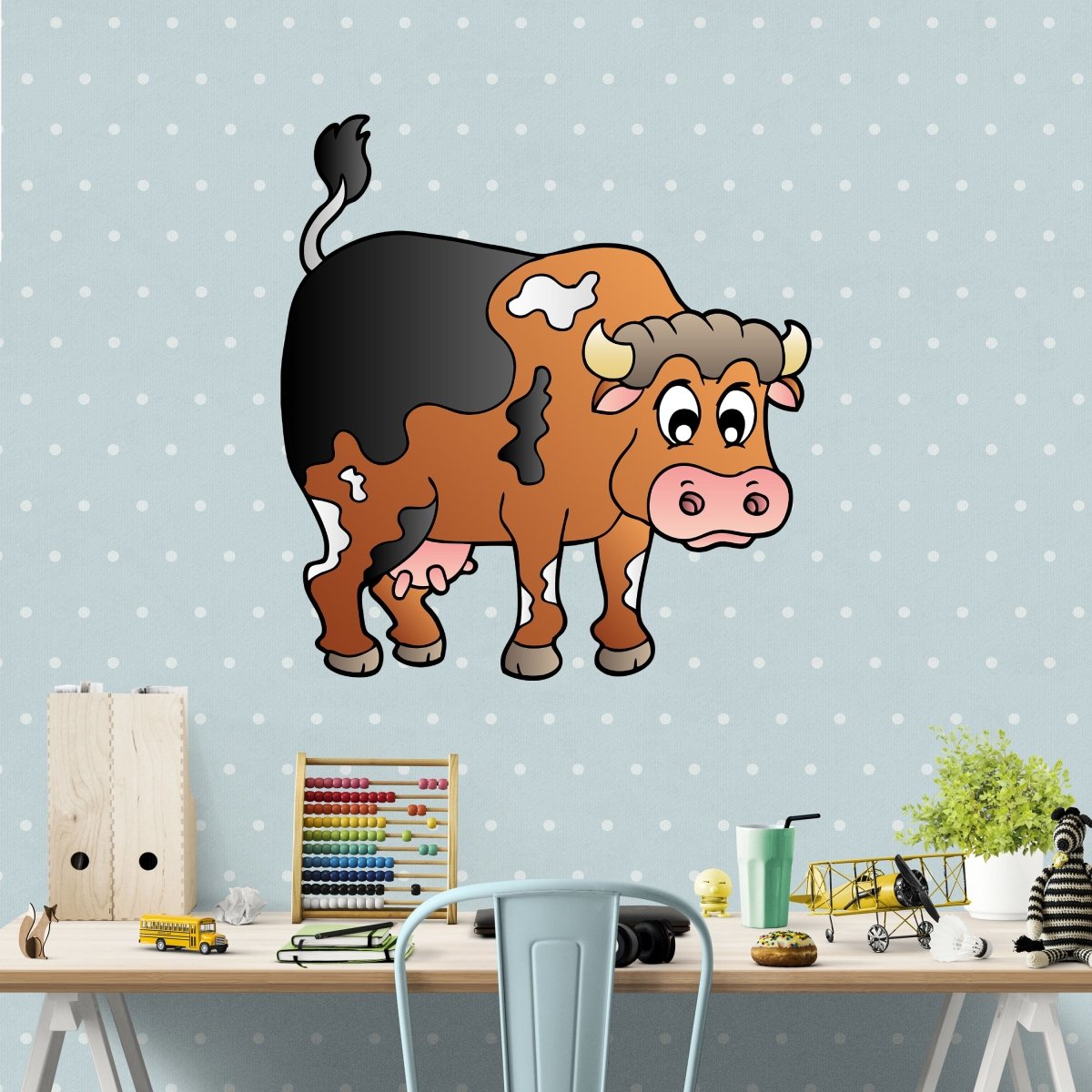 Wandsticker lustige Kuh mit Flecken, Schwarz, Weiß WS00000046 - Bild 5