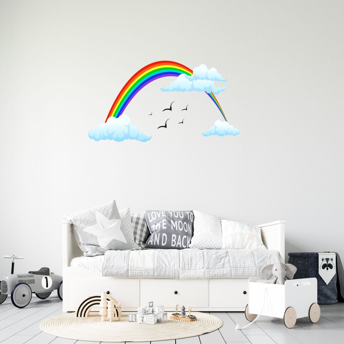 Wandsticker bunter Regenbogen, Wolken, Vögel, Himmel WS00000059 - Bild 3