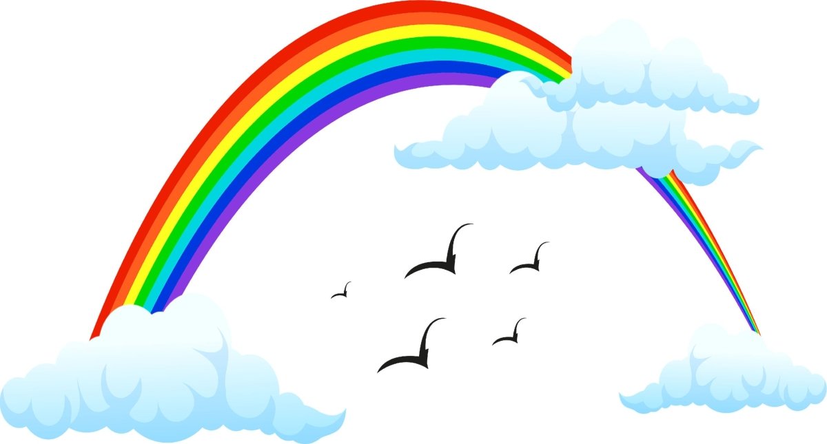 Wandsticker bunter Regenbogen, Wolken, Vögel, Himmel WS00000059 - Bild 4