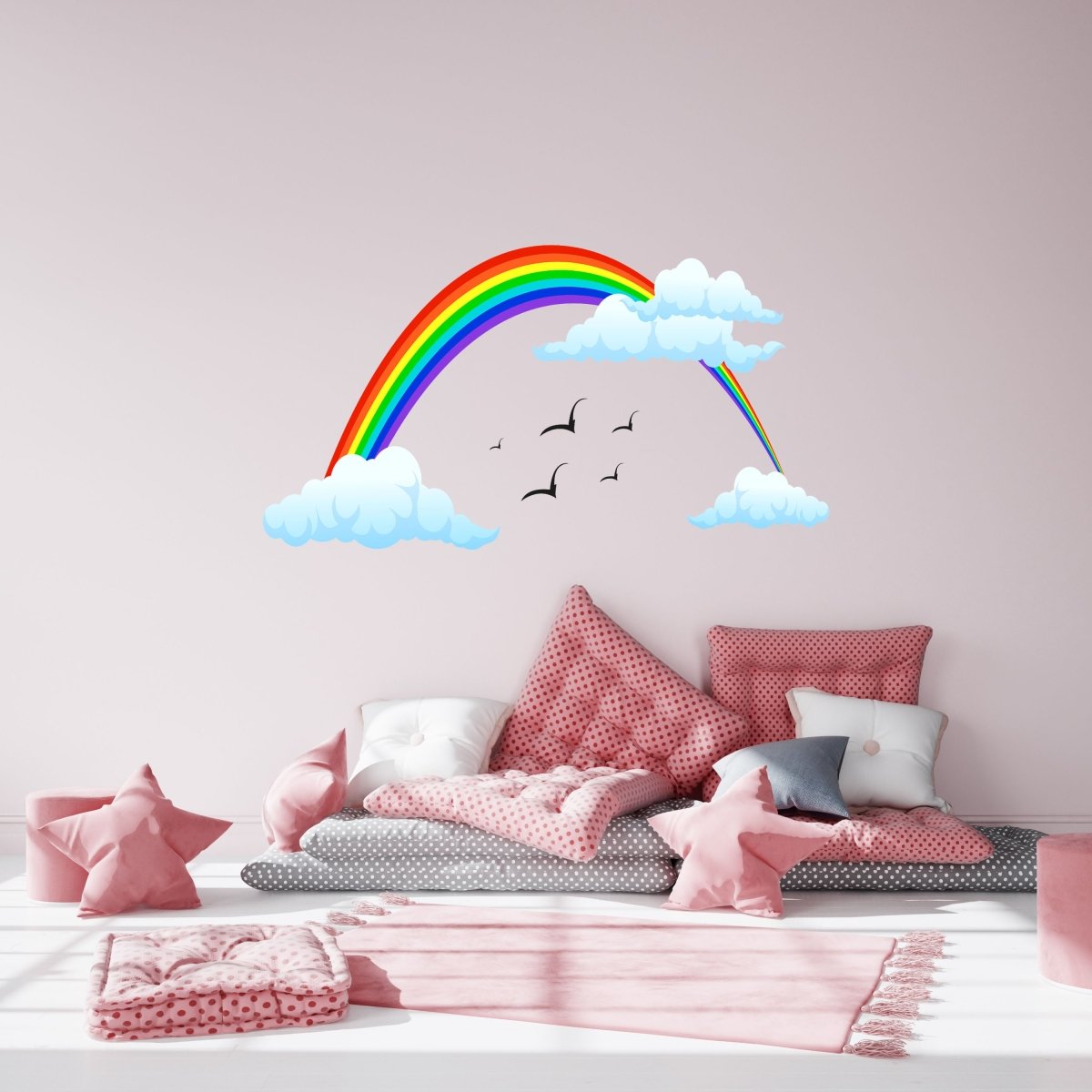 WS00000059 wall clouds, stickers rainbow, colorful Discover birds, sky