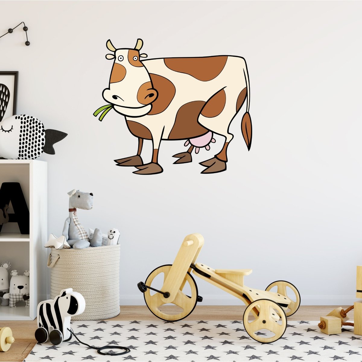 Wandsticker Kuh mit Flecken, Weiß, Braun, Kühe WS00000067 - Bild 2