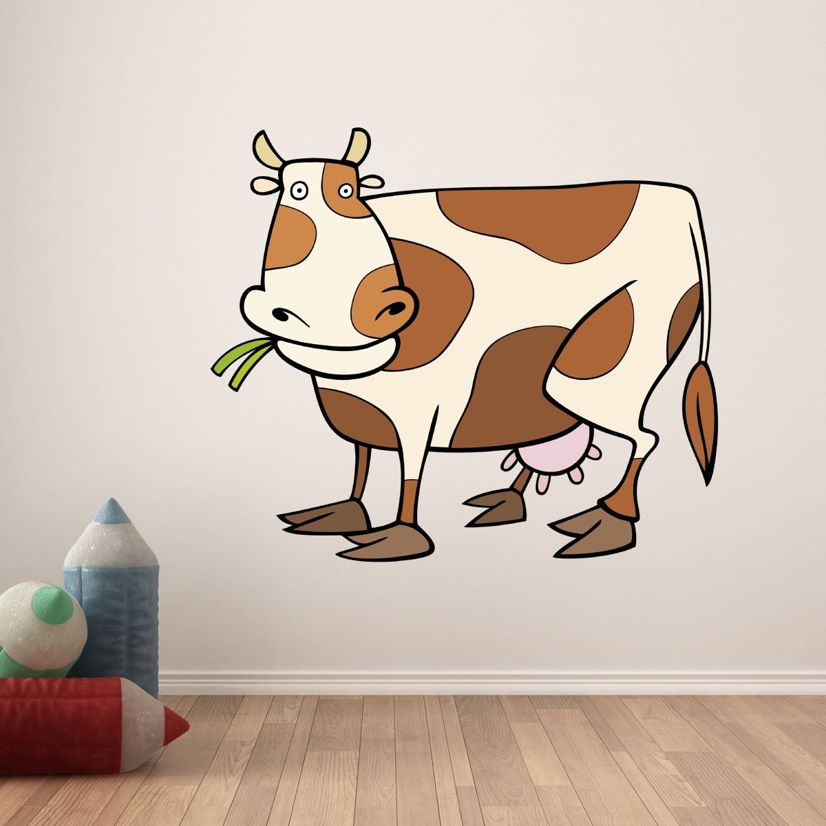 Wandsticker Kuh mit Flecken, Weiß, Braun, Kühe WS00000067 - Bild 6