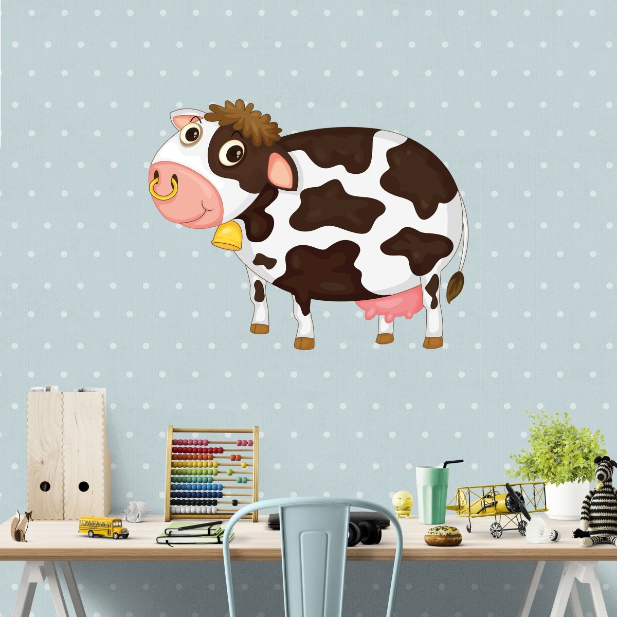 Wandsticker Kuh mit Flecken, Glocke, Braun, Kühe WS00000076 - Bild 5