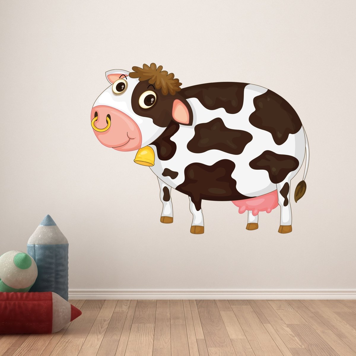 Wandsticker Kuh mit Flecken, Glocke, Braun, Kühe WS00000076 - Bild 6