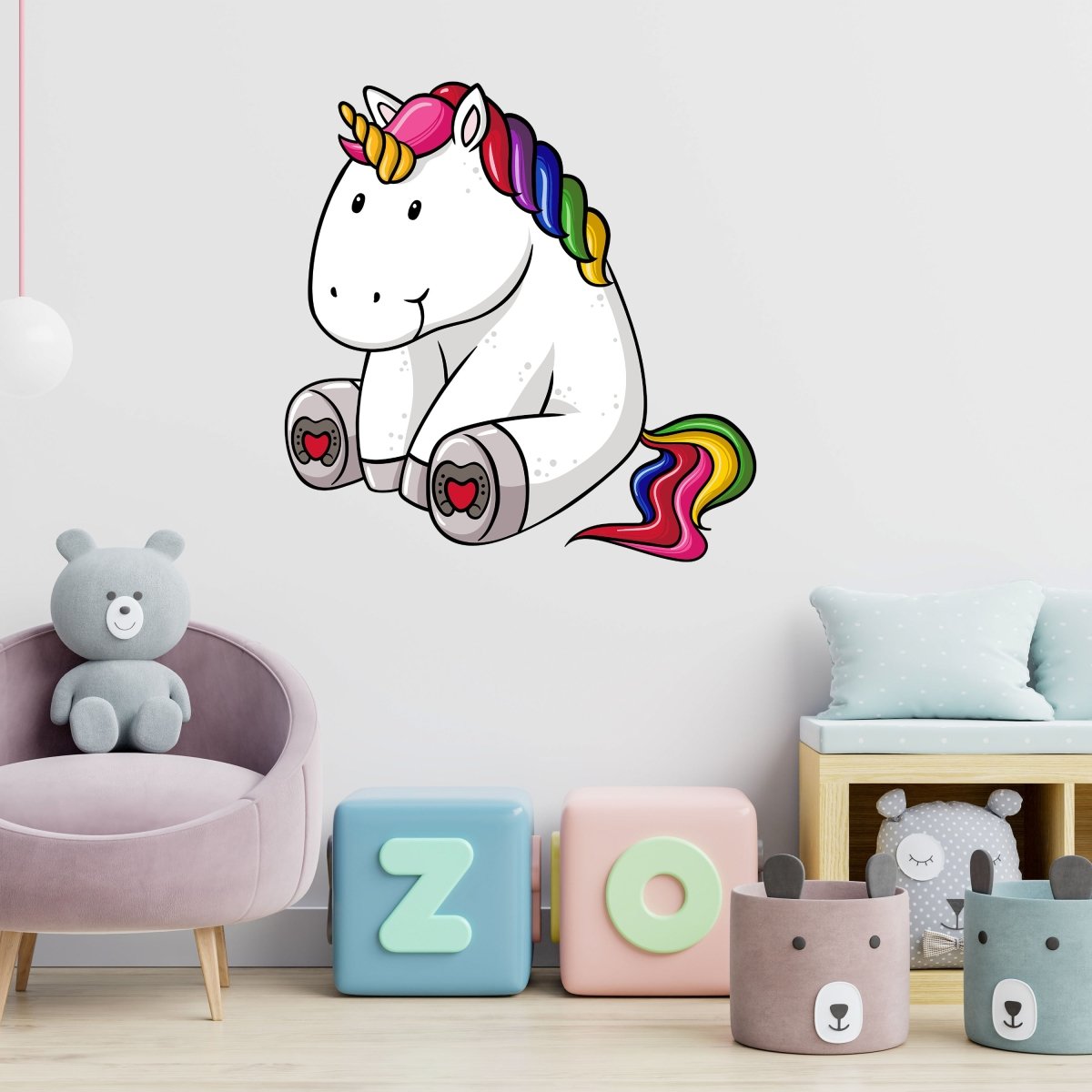 Wandsticker Regenbogen-einhorn, bunt, Hufe, Horn WS00000133 - Bild 1