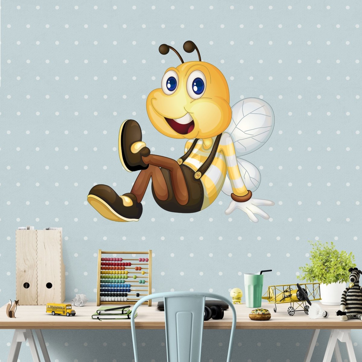 Wandsticker Biene in Latzhose, Schuhe, Flügel, Honig WS00000157 - Bild 5