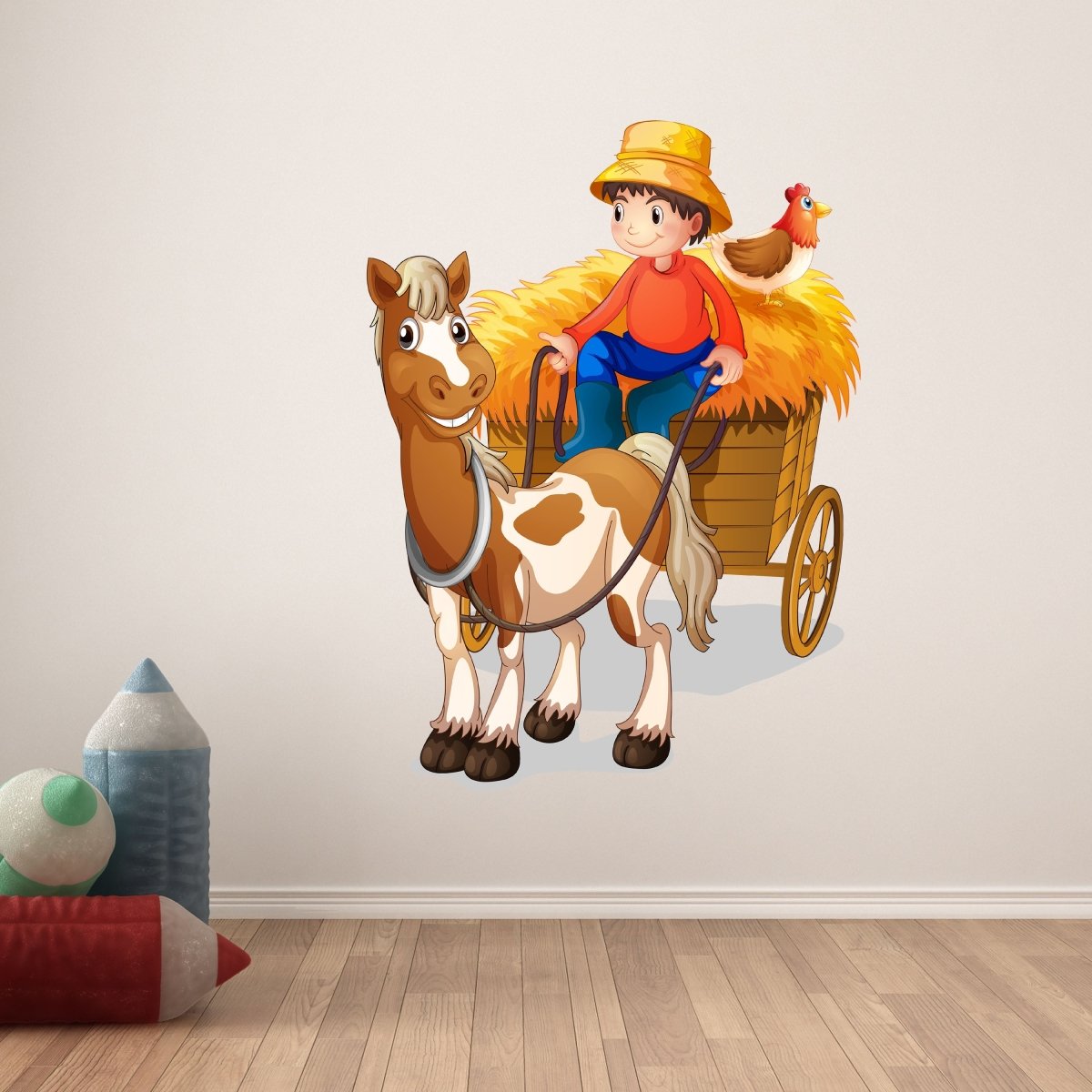 Wandsticker Junge auf Pferdekutsche, Pferd WS00000161 - Bild 6