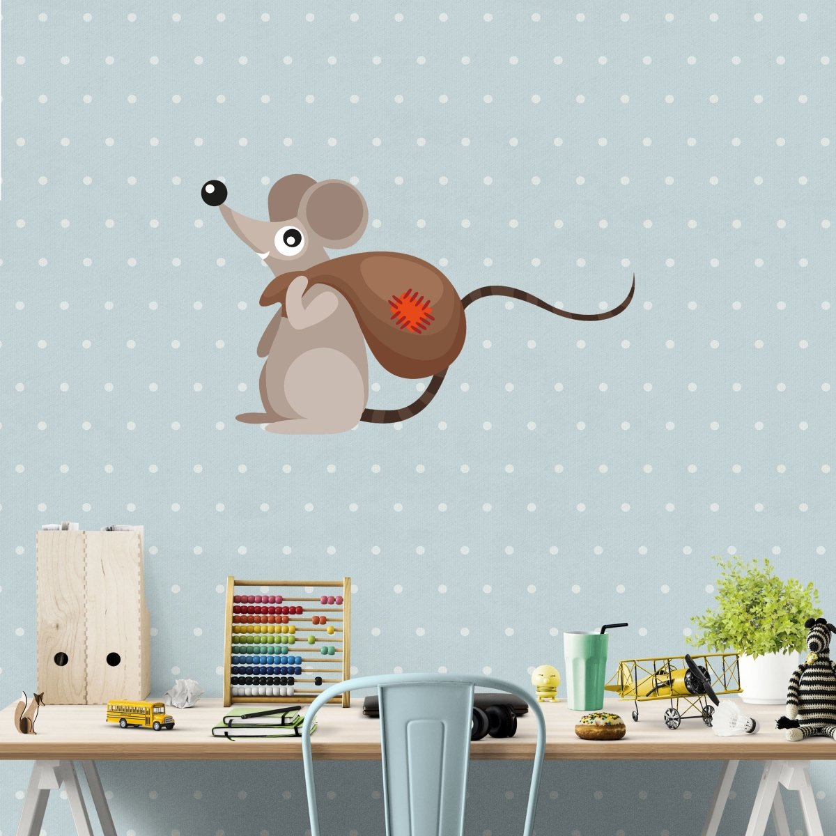 Wandsticker süße Maus auf Reisen, Sack, Beutel, Tier WS00000187 - Bild 5