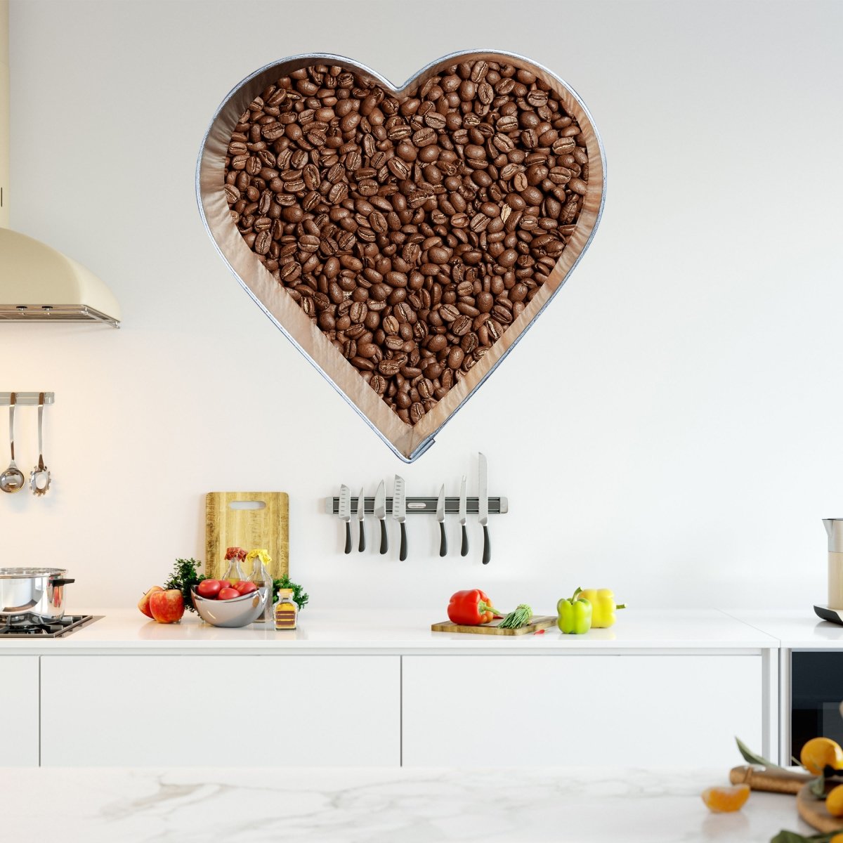 Wandsticker Kaffeebohnen im Herz, Liebe, Metall WS00000205 - Bild 1