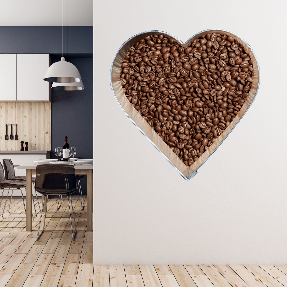Wandsticker Kaffeebohnen im Herz, Liebe, Metall WS00000205 - Bild 5
