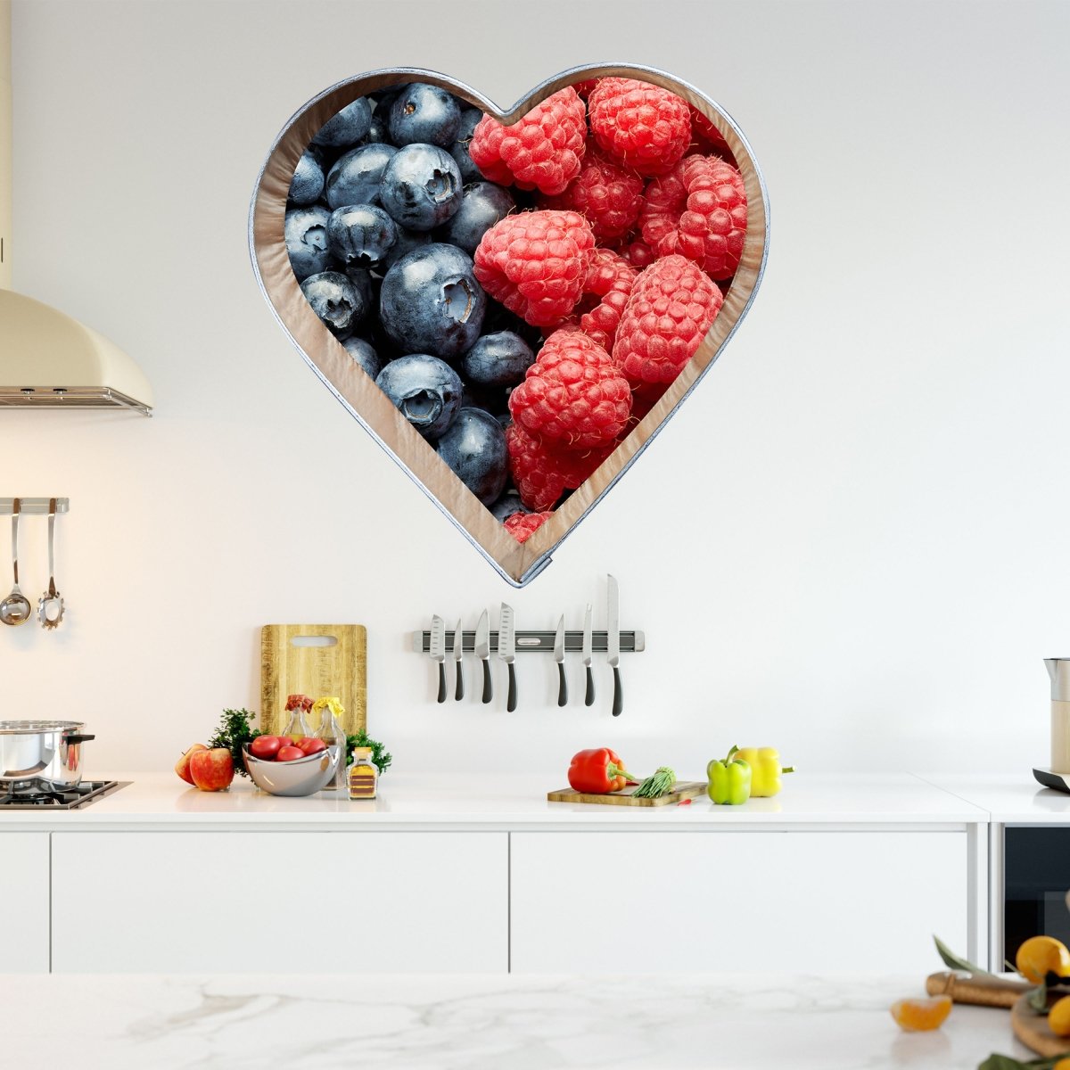 Wandsticker Heidelbeeren & Himbeeren im Herz, Liebe WS00000206 - Bild 1