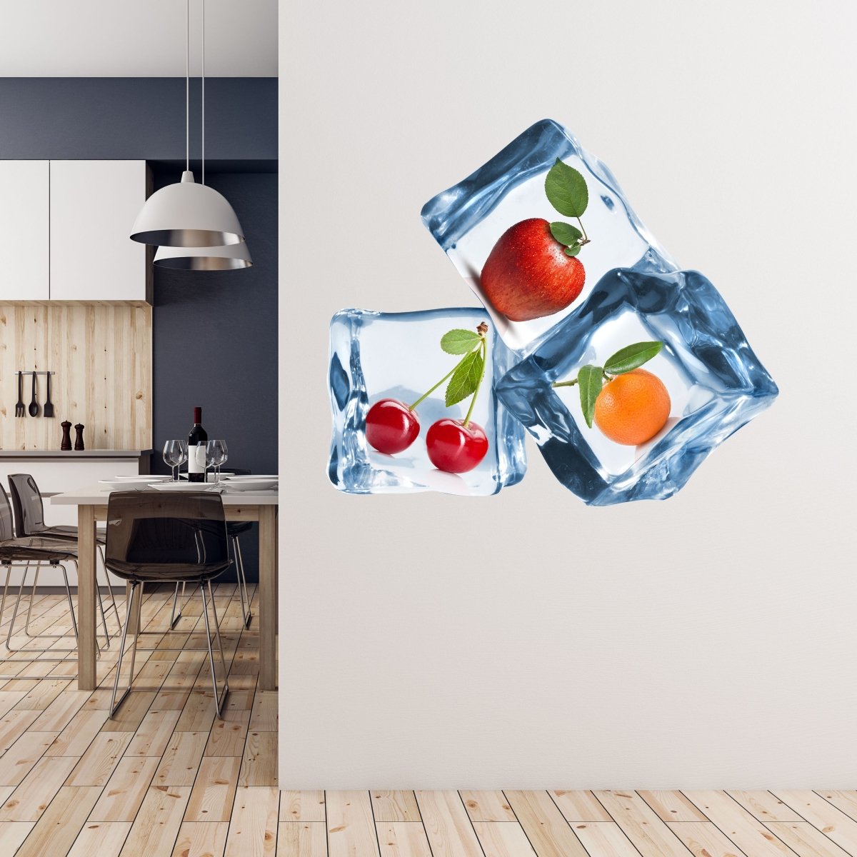 Wandsticker Obst in Eiswürfeln, Eis, Kalt, Apfel WS00000213 - Bild 5
