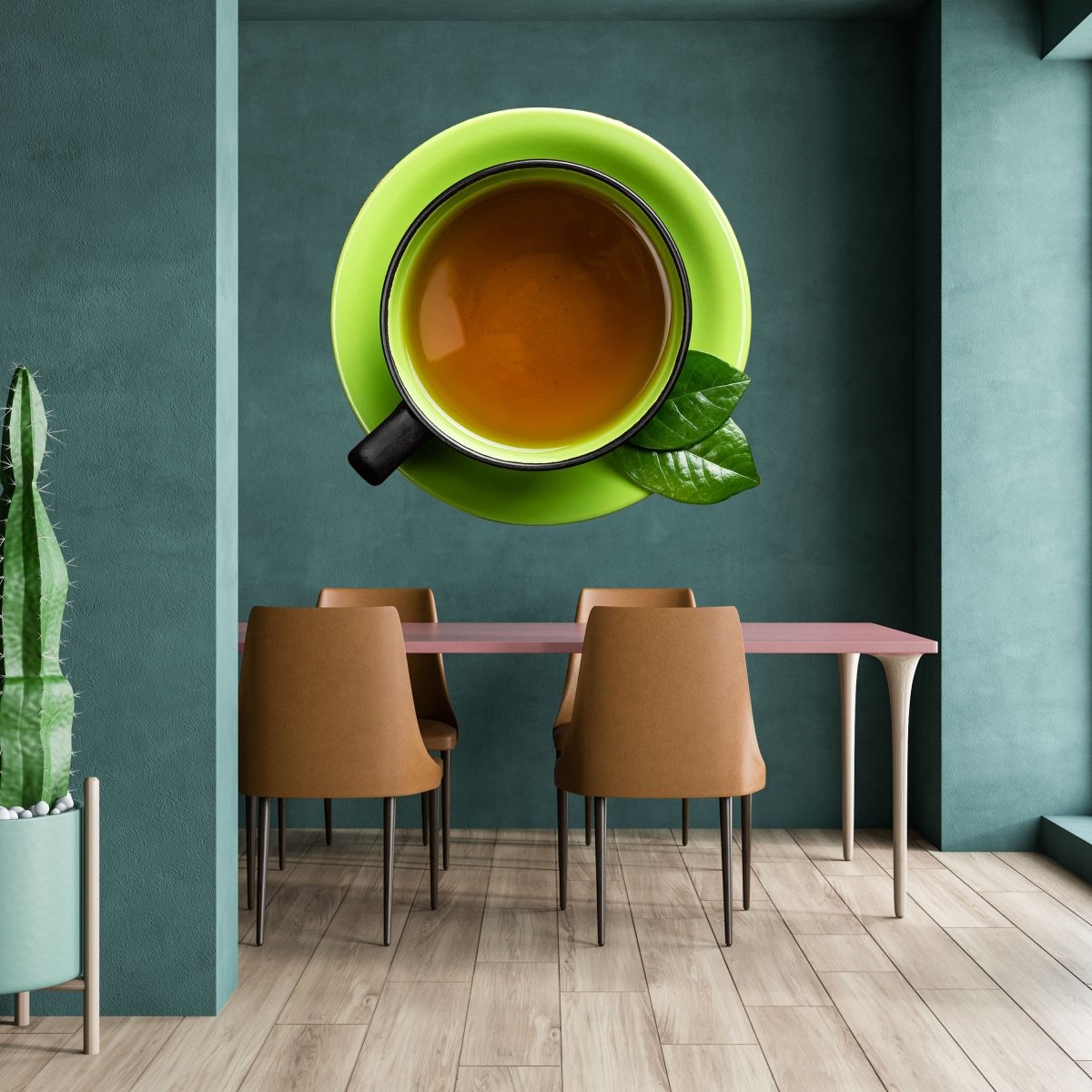 Wandsticker Grüner Tee, Tasse, Blätter, Untertasse WS00000217 - Bild 2