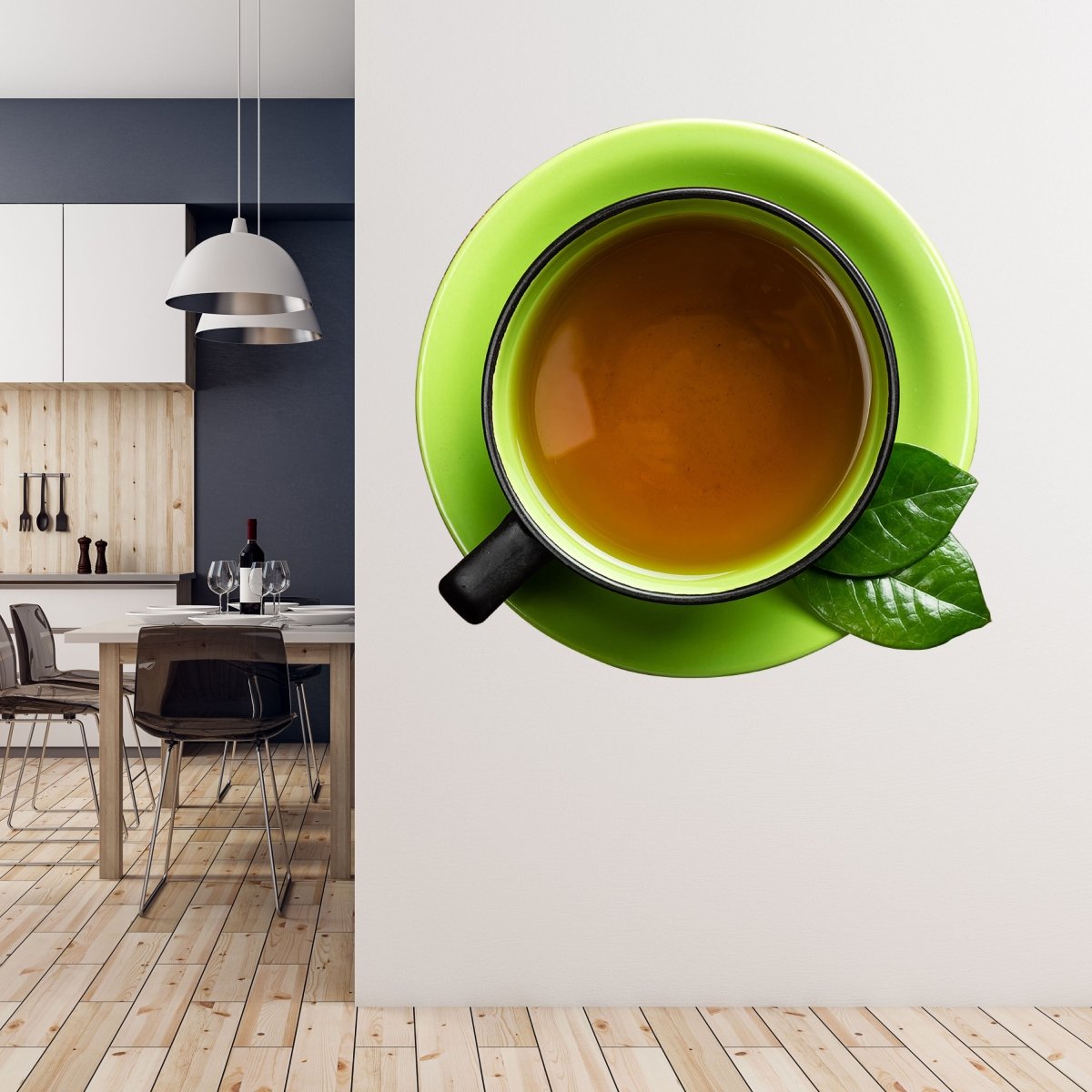 Wandsticker Grüner Tee, Tasse, Blätter, Untertasse WS00000217 - Bild 5